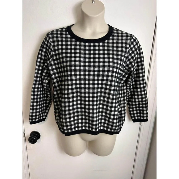 Plaid Retro appleseeds 100% cotton crewneck sweaters for women Petite L #1010 - Picture 1 of 5